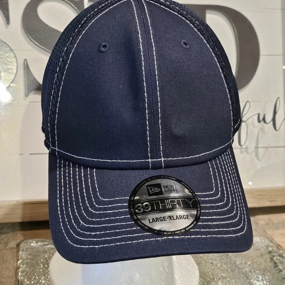 New Era NE1120 39 Thirty Stretch Mesh Contrast Stitch Fitted Hat Cap Navy Blue - Picture 1 of 11